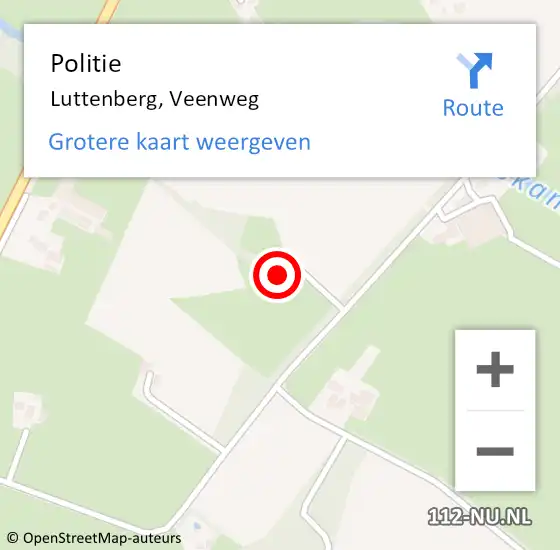 Locatie op kaart van de 112 melding: Politie Luttenberg, Veenweg op 9 mei 2022 13:28