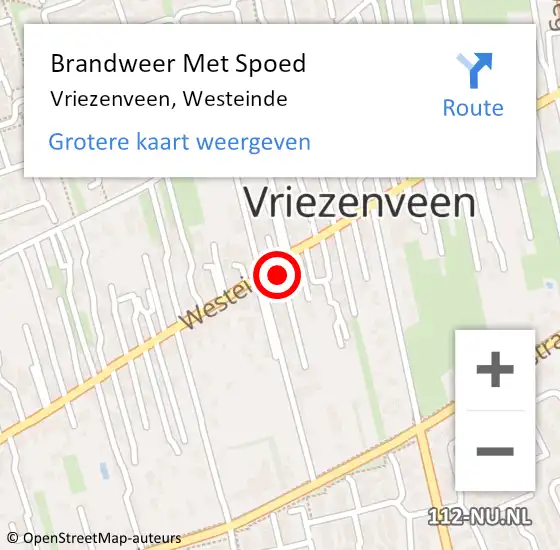 Locatie op kaart van de 112 melding: Brandweer Met Spoed Naar Vriezenveen, Westeinde op 9 mei 2022 13:34