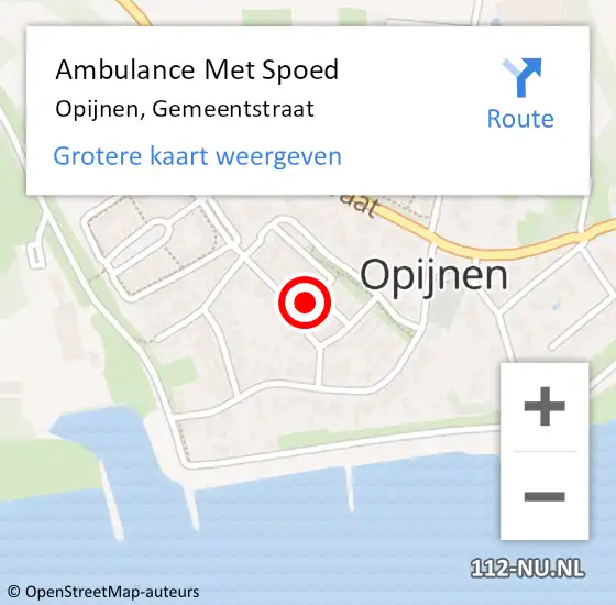 Locatie op kaart van de 112 melding: Ambulance Met Spoed Naar Opijnen, Gemeentstraat op 9 mei 2022 13:42