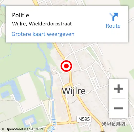 Locatie op kaart van de 112 melding: Politie Wijlre, Wielderdorpstraat op 9 mei 2022 13:47