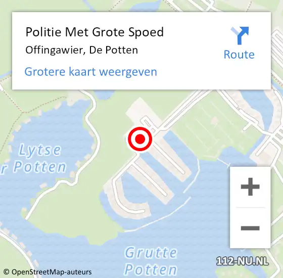 Locatie op kaart van de 112 melding: Politie Met Grote Spoed Naar Offingawier, De Potten op 9 mei 2022 13:48