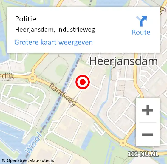 Locatie op kaart van de 112 melding: Politie Heerjansdam, Industrieweg op 9 mei 2022 14:06