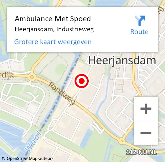 Locatie op kaart van de 112 melding: Ambulance Met Spoed Naar Heerjansdam, Industrieweg op 9 mei 2022 14:09