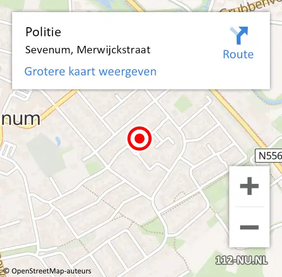 Locatie op kaart van de 112 melding: Politie Sevenum, Merwijckstraat op 9 mei 2022 14:11