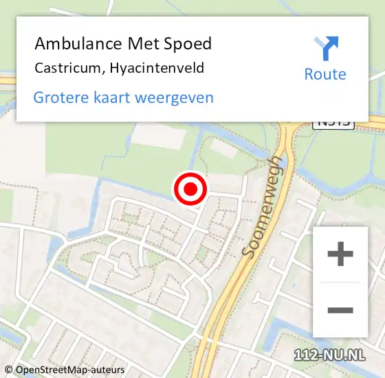 Locatie op kaart van de 112 melding: Ambulance Met Spoed Naar Castricum, Hyacintenveld op 9 mei 2022 14:26