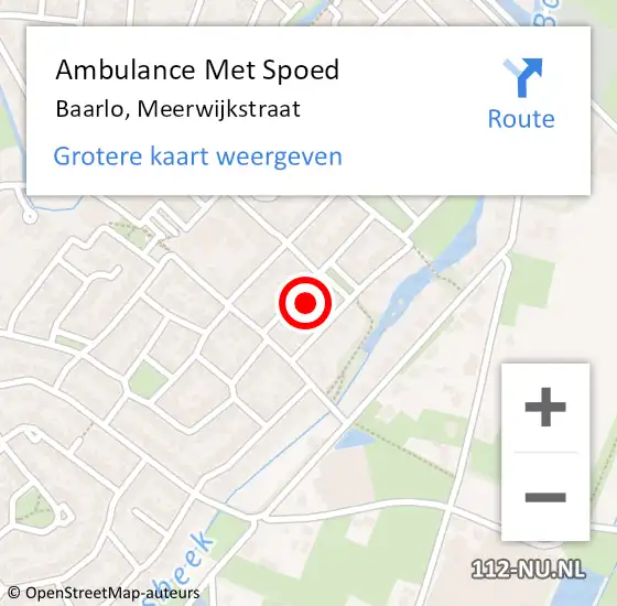 Locatie op kaart van de 112 melding: Ambulance Met Spoed Naar Baarlo, Meerwijkstraat op 16 juli 2014 20:32