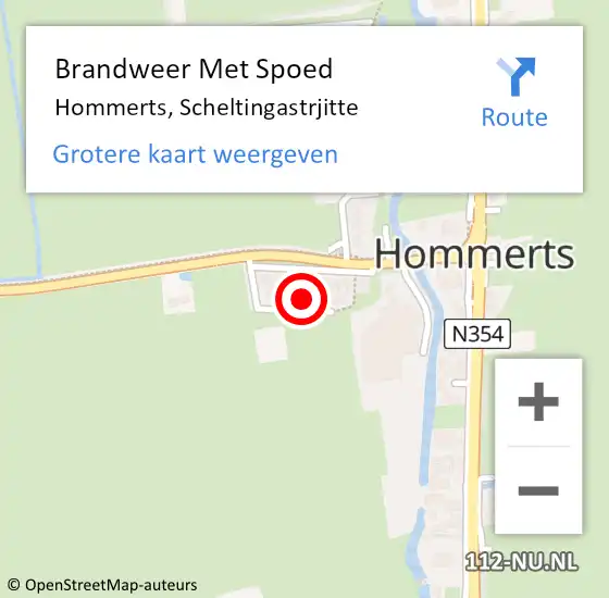 Locatie op kaart van de 112 melding: Brandweer Met Spoed Naar Hommerts, Scheltingastrjitte op 16 juli 2014 20:33