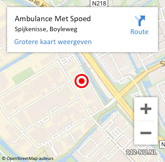 Locatie op kaart van de 112 melding: Ambulance Met Spoed Naar Spijkenisse, Boyleweg op 9 mei 2022 14:52