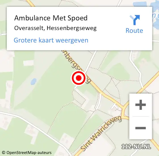 Locatie op kaart van de 112 melding: Ambulance Met Spoed Naar Overasselt, Hessenbergseweg op 16 juli 2014 20:37