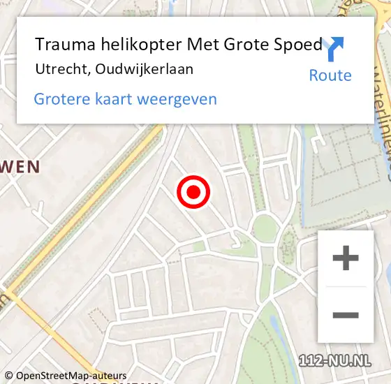 Locatie op kaart van de 112 melding: Trauma helikopter Met Grote Spoed Naar Utrecht, Oudwijkerlaan op 9 mei 2022 15:12