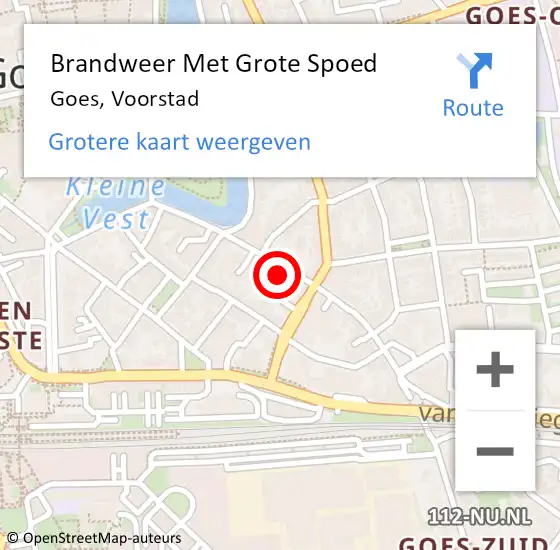 Locatie op kaart van de 112 melding: Brandweer Met Grote Spoed Naar Goes, Voorstad op 9 mei 2022 15:18