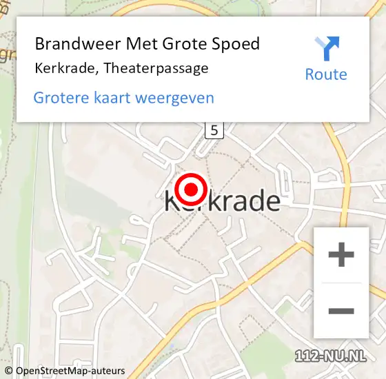 Locatie op kaart van de 112 melding: Brandweer Met Grote Spoed Naar Kerkrade, Theaterpassage op 9 mei 2022 15:26