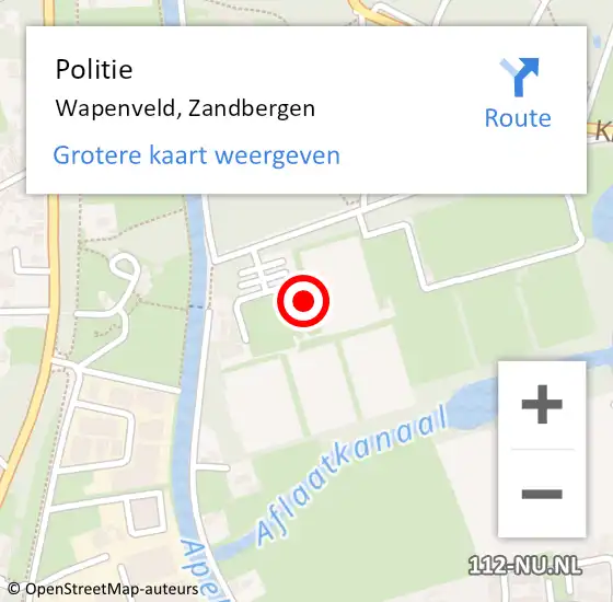 Locatie op kaart van de 112 melding: Politie Wapenveld, Zandbergen op 9 mei 2022 15:26