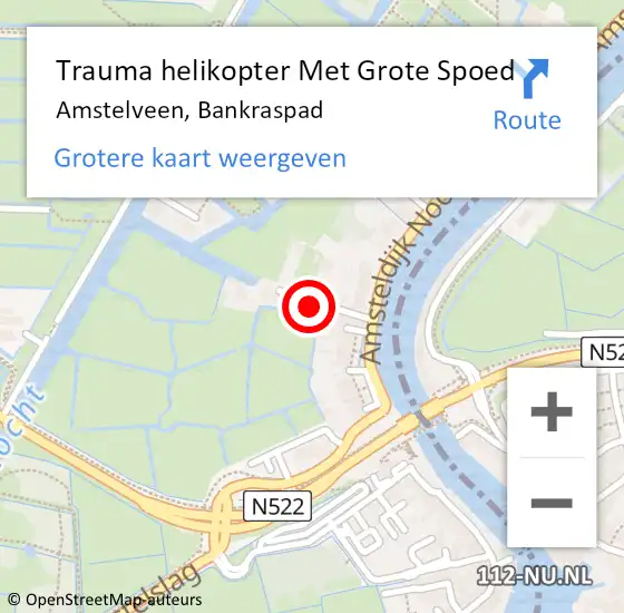 Locatie op kaart van de 112 melding: Trauma helikopter Met Grote Spoed Naar Amstelveen, Bankraspad op 9 mei 2022 15:26