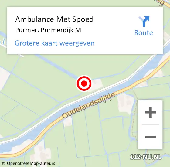 Locatie op kaart van de 112 melding: Ambulance Met Spoed Naar Purmer, Purmerdijk M op 9 mei 2022 15:31