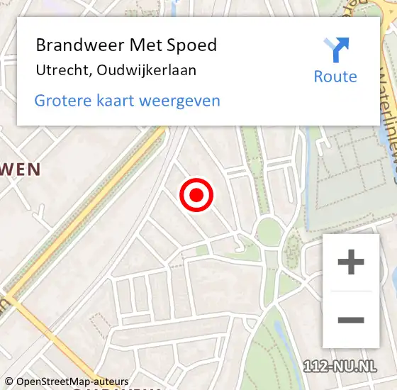 Locatie op kaart van de 112 melding: Brandweer Met Spoed Naar Utrecht, Oudwijkerlaan op 9 mei 2022 15:43