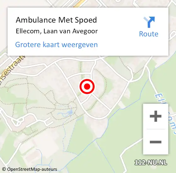 Locatie op kaart van de 112 melding: Ambulance Met Spoed Naar Ellecom, Laan van Avegoor op 9 mei 2022 15:55