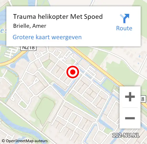 Locatie op kaart van de 112 melding: Trauma helikopter Met Spoed Naar Brielle, Amer op 9 mei 2022 16:03