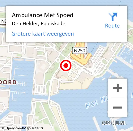 Locatie op kaart van de 112 melding: Ambulance Met Spoed Naar Den Helder, Paleiskade op 9 mei 2022 16:03