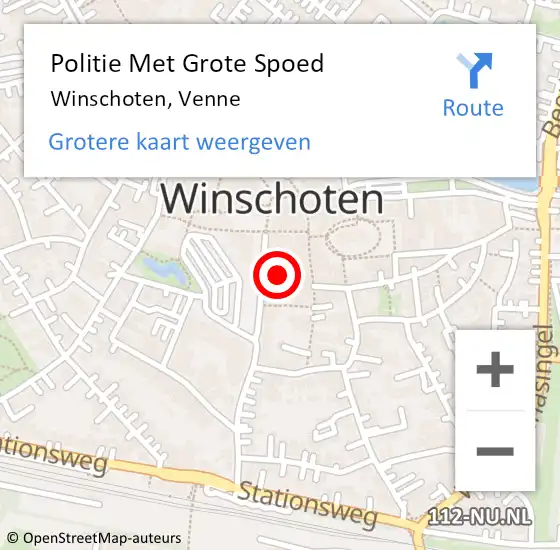 Locatie op kaart van de 112 melding: Politie Met Grote Spoed Naar Winschoten, Venne op 9 mei 2022 16:08