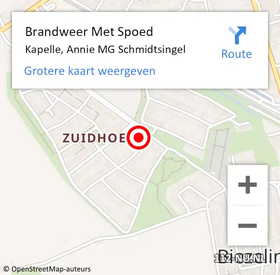 Locatie op kaart van de 112 melding: Brandweer Met Spoed Naar Kapelle, Annie MG Schmidtsingel op 9 mei 2022 16:26