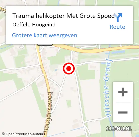 Locatie op kaart van de 112 melding: Trauma helikopter Met Grote Spoed Naar Oeffelt, Hoogeind op 9 mei 2022 16:27