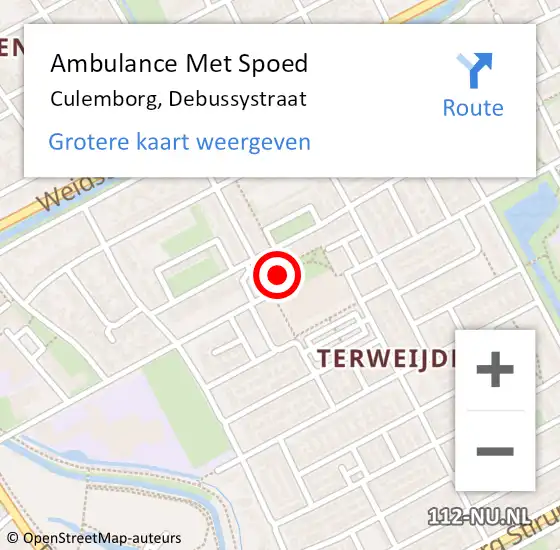Locatie op kaart van de 112 melding: Ambulance Met Spoed Naar Culemborg, Debussystraat op 9 mei 2022 16:32