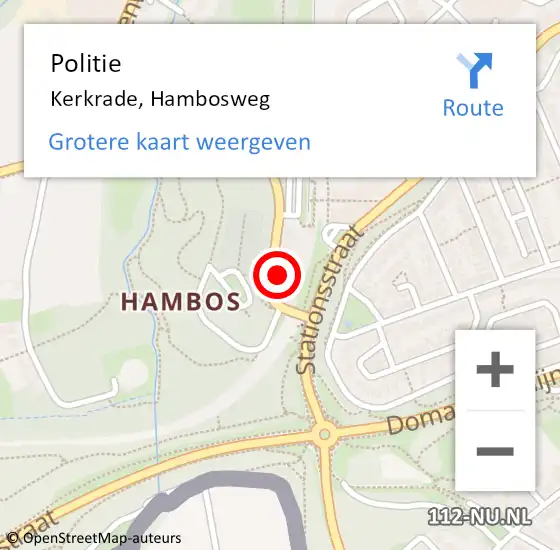 Locatie op kaart van de 112 melding: Politie Kerkrade, Hambosweg op 9 mei 2022 16:38
