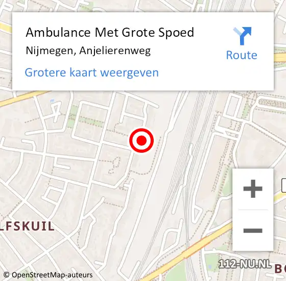 Locatie op kaart van de 112 melding: Ambulance Met Grote Spoed Naar Nijmegen, Anjelierenweg op 9 mei 2022 16:41