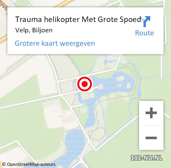 Locatie op kaart van de 112 melding: Trauma helikopter Met Grote Spoed Naar Velp, Biljoen op 9 mei 2022 16:48