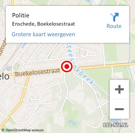 Locatie op kaart van de 112 melding: Politie Enschede, Boekelosestraat op 9 mei 2022 16:53