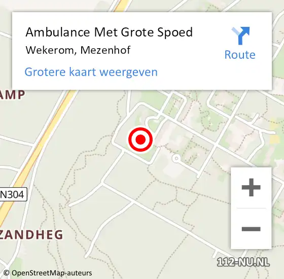 Locatie op kaart van de 112 melding: Ambulance Met Grote Spoed Naar Wekerom, Mezenhof op 9 mei 2022 16:54