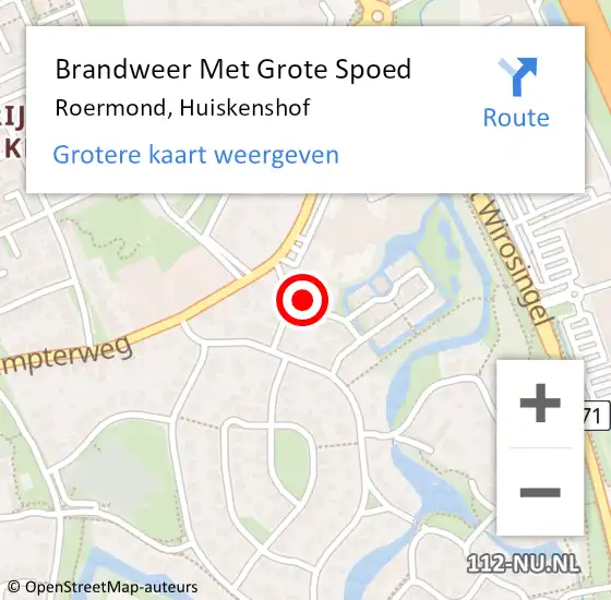 Locatie op kaart van de 112 melding: Brandweer Met Grote Spoed Naar Roermond, Huiskenshof op 9 mei 2022 16:58