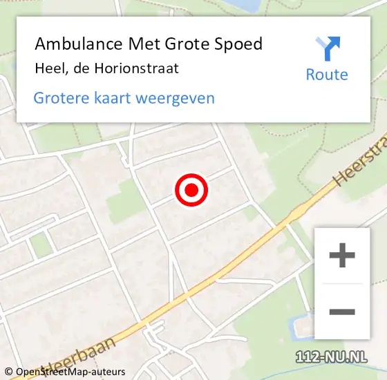Locatie op kaart van de 112 melding: Ambulance Met Grote Spoed Naar Heel, de Horionstraat op 9 mei 2022 17:08