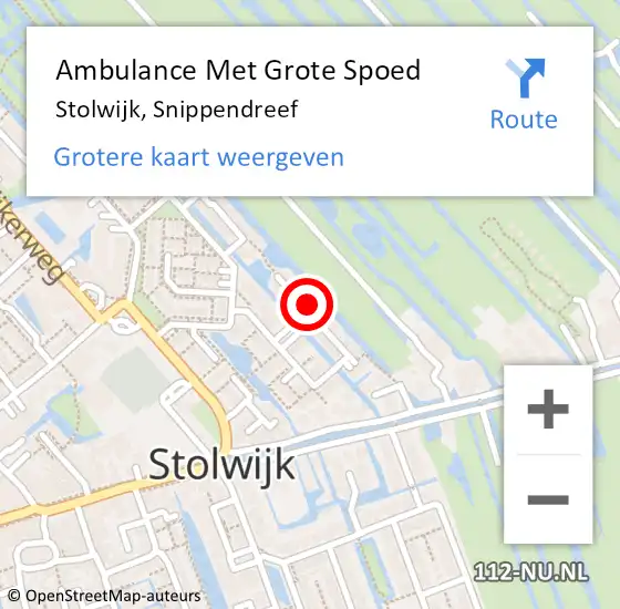 Locatie op kaart van de 112 melding: Ambulance Met Grote Spoed Naar Stolwijk, Snippendreef op 9 mei 2022 17:09