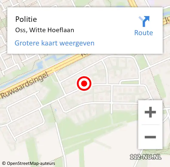 Locatie op kaart van de 112 melding: Politie Oss, Witte Hoeflaan op 9 mei 2022 17:10