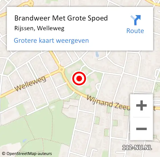 Locatie op kaart van de 112 melding: Brandweer Met Grote Spoed Naar Rijssen, Welleweg op 9 mei 2022 17:12