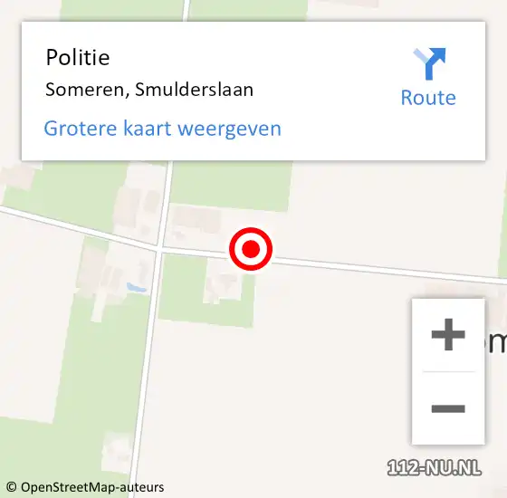 Locatie op kaart van de 112 melding: Politie Someren, Smulderslaan op 9 mei 2022 17:30