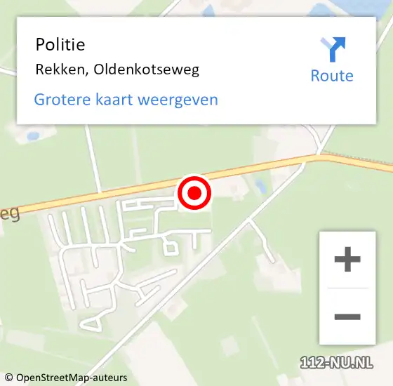 Locatie op kaart van de 112 melding: Politie Rekken, Oldenkotseweg op 9 mei 2022 17:36
