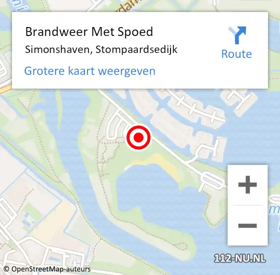 Locatie op kaart van de 112 melding: Brandweer Met Spoed Naar Simonshaven, Stompaardsedijk op 9 mei 2022 17:43