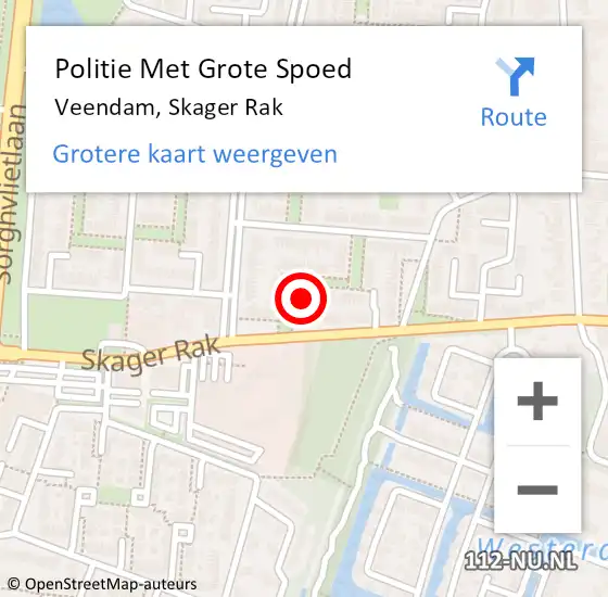 Locatie op kaart van de 112 melding: Politie Met Grote Spoed Naar Veendam, Skager Rak op 9 mei 2022 17:54