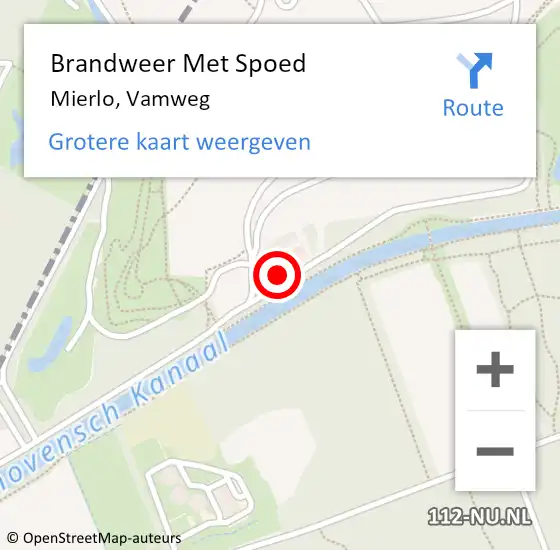 Locatie op kaart van de 112 melding: Brandweer Met Spoed Naar Mierlo, Vamweg op 9 mei 2022 18:16