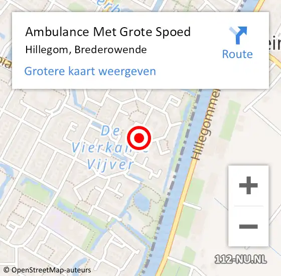 Locatie op kaart van de 112 melding: Ambulance Met Grote Spoed Naar Hillegom, Brederowende op 16 juli 2014 21:10