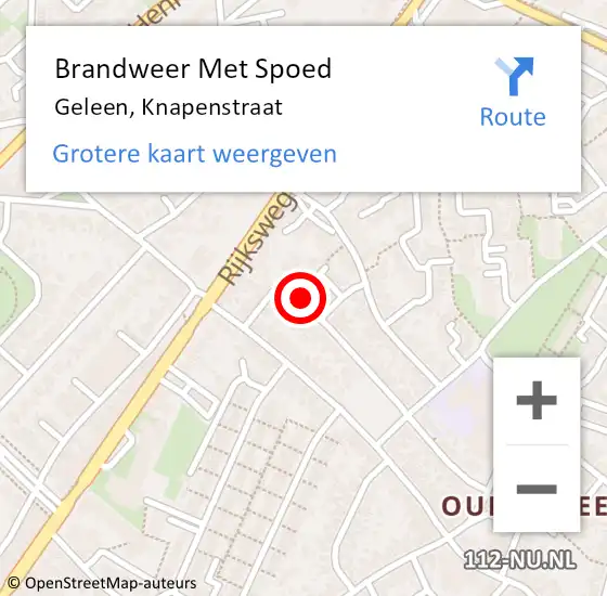 Locatie op kaart van de 112 melding: Brandweer Met Spoed Naar Geleen, Knapenstraat op 9 mei 2022 18:37