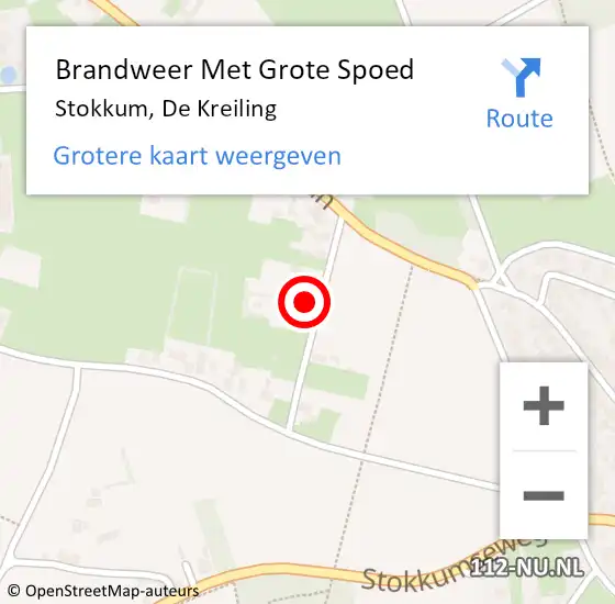 Locatie op kaart van de 112 melding: Brandweer Met Grote Spoed Naar Stokkum, De Kreiling op 9 mei 2022 18:47