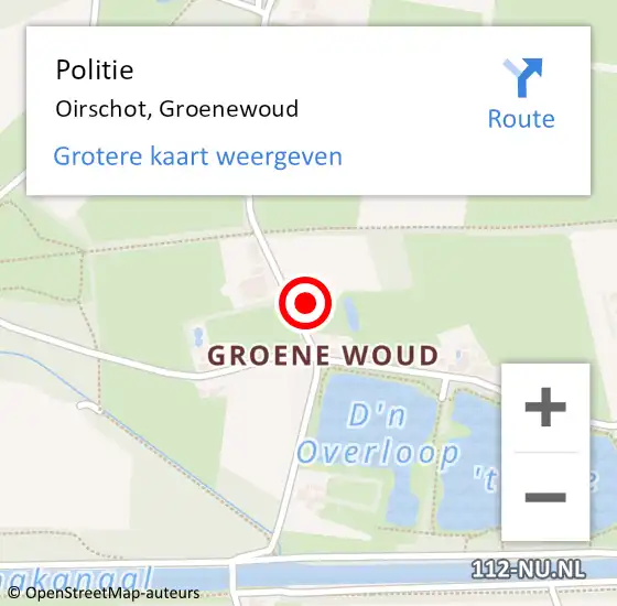 Locatie op kaart van de 112 melding: Politie Oirschot, Groenewoud op 9 mei 2022 18:54