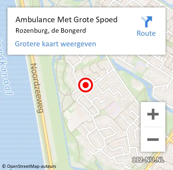 Locatie op kaart van de 112 melding: Ambulance Met Grote Spoed Naar Rozenburg, de Bongerd op 9 mei 2022 19:10