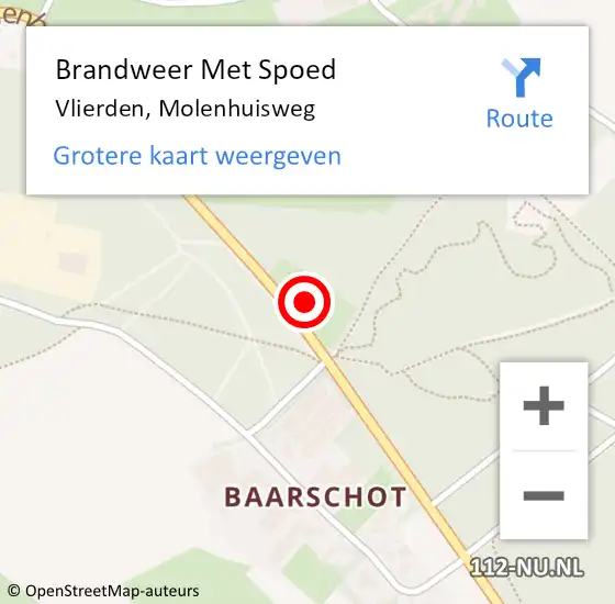 Locatie op kaart van de 112 melding: Brandweer Met Spoed Naar Vlierden, Molenhuisweg op 9 mei 2022 19:16