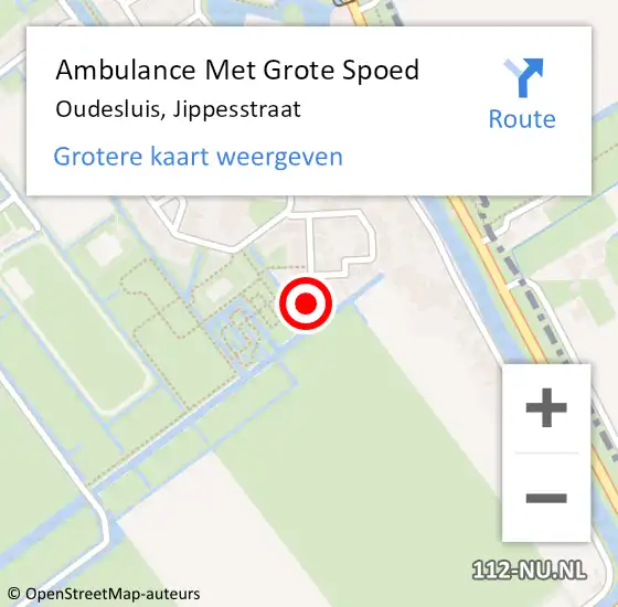 Locatie op kaart van de 112 melding: Ambulance Met Grote Spoed Naar Oudesluis, Jippesstraat op 9 mei 2022 19:24