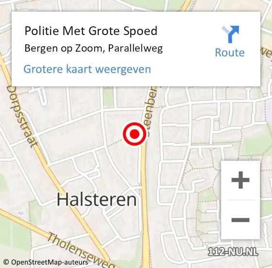 Locatie op kaart van de 112 melding: Politie Met Grote Spoed Naar Bergen op Zoom, Parallelweg op 9 mei 2022 19:33